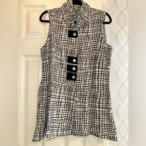 John Mark Black and White Checkered Sleeveless Vest